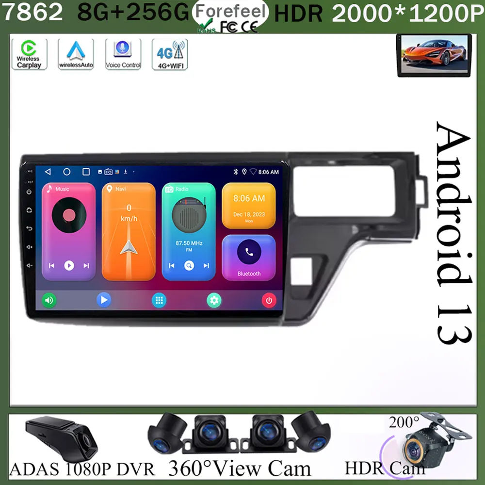 For Honda Stepwgn 5 2015 - 2021 Android 13 Multimedia Stereo Radio QLED Player Navigation Carplay HDR Wifi 5G NO 2DIN dvd HDR