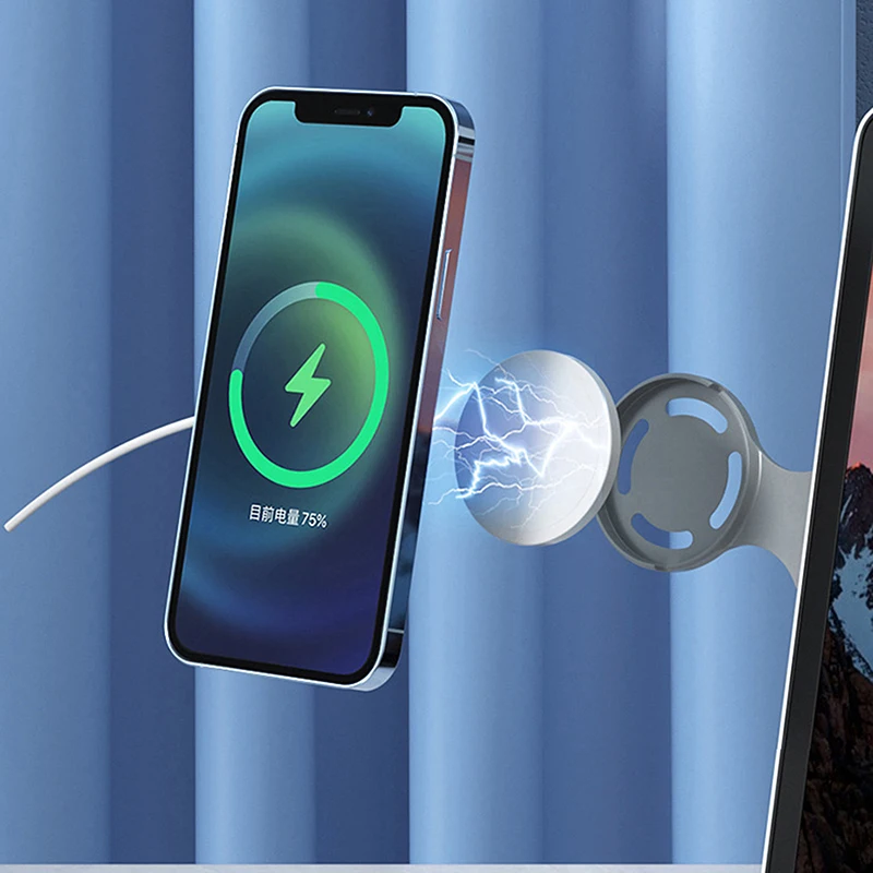 Magnetic Laptop Screen Phone Holder For Magsafe ForiPhone 15 14 Adjustable Folding Support Side Mount Stand Display Bracket