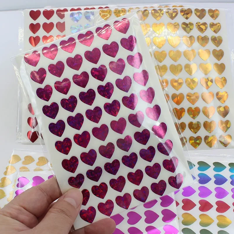 Image of 10 Blatt glitzernde Herz-Stil-Aufkleber für DIY-Dekor, Scrapbook-Tagebuch, 3 mm, Mini-Herz-Aufkleber, Lehrer-Belohnung, Umschlag, Siegelaufkleber