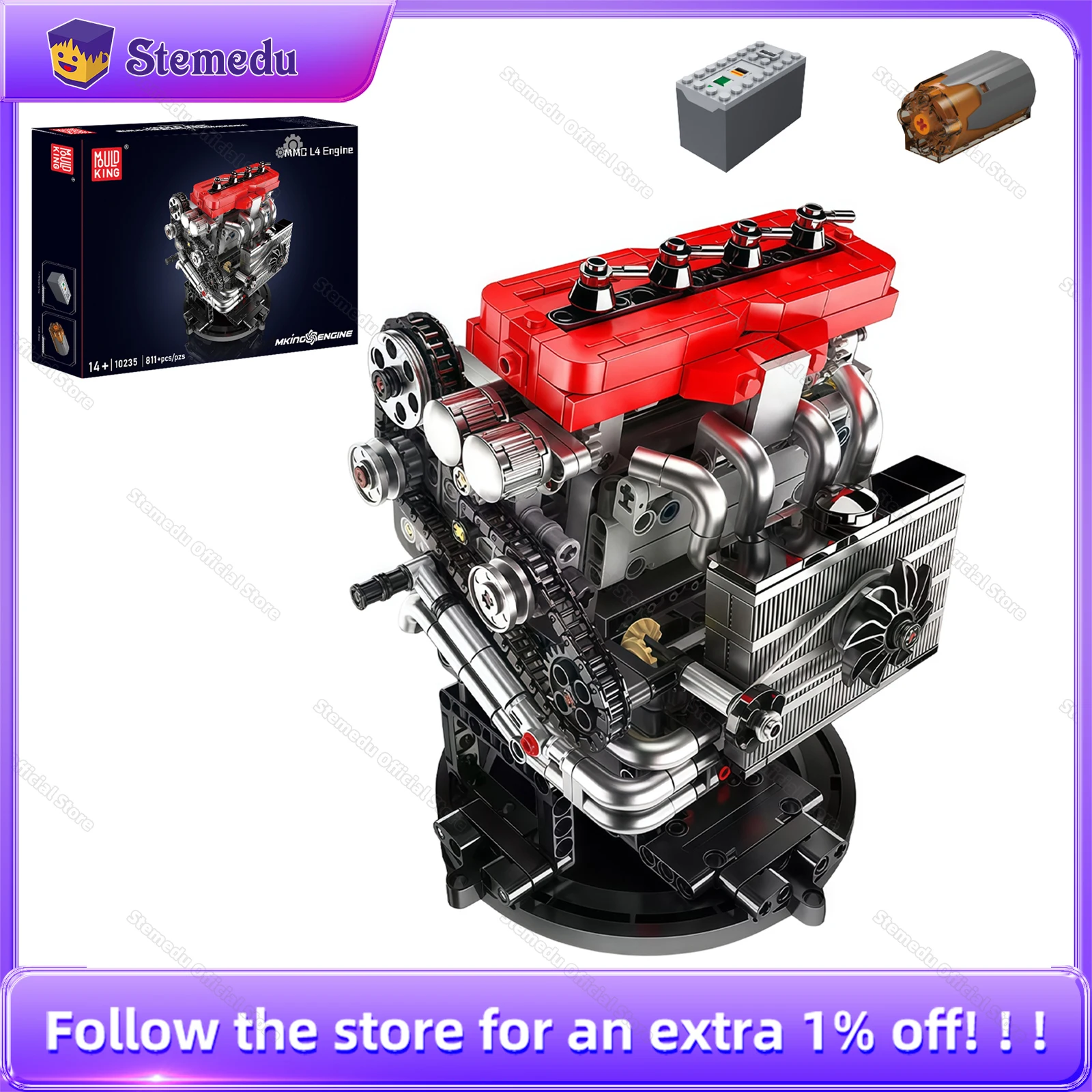

Mold King 10235 Ретро линейный 4-цилиндровый двигатель, строительные блоки, модель PF, мотор-головоломка, сборные кирпичные украшения, детский праздничный подарок