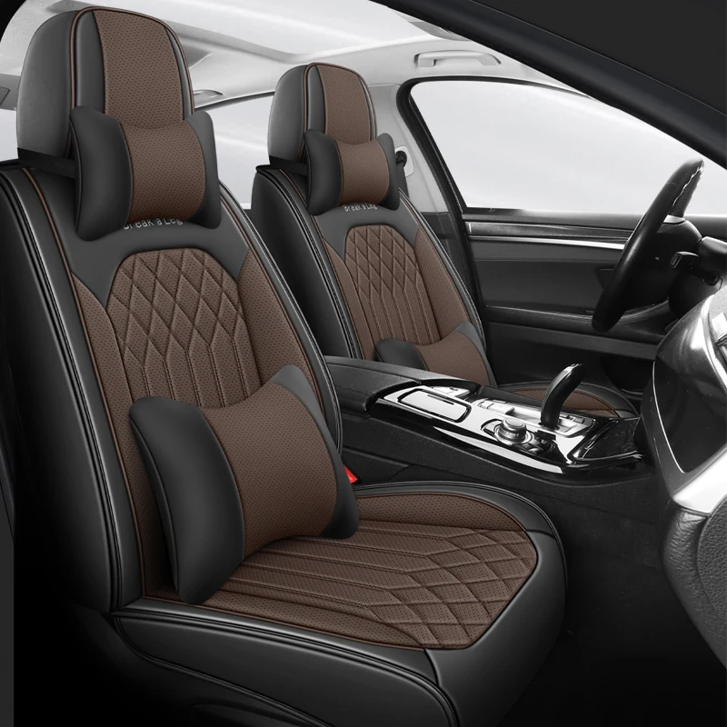 (Luxury Edition) Front Double Seats, Equipped with 2 Headrests and 2 Lumbar Supports, All-Inclusive Universal Car Seat Covers, High-Quality Nappa Leather Fabric, Suitable for All Seasons, Comfortable and Wear-Resistant, 3D Winged Support, Enhance Your Driving and Riding Experience, Available in 5 Colors, High-End Car Interior Accessories, Suitable for Sedans, Suvs, Trucks and Other Various Models