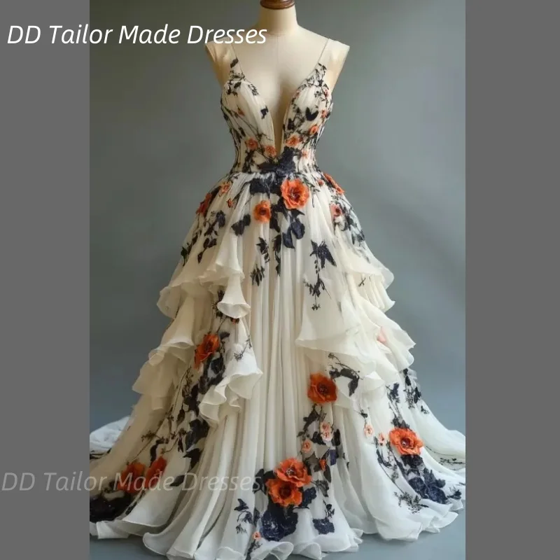 Elegantes viktorianisches Elfenbein-Abschlussballkleid mit schwarzen Spitzenapplikationen, Blumen-A-Linien-Rüschen, Vintage-Abendkleid nach Maß