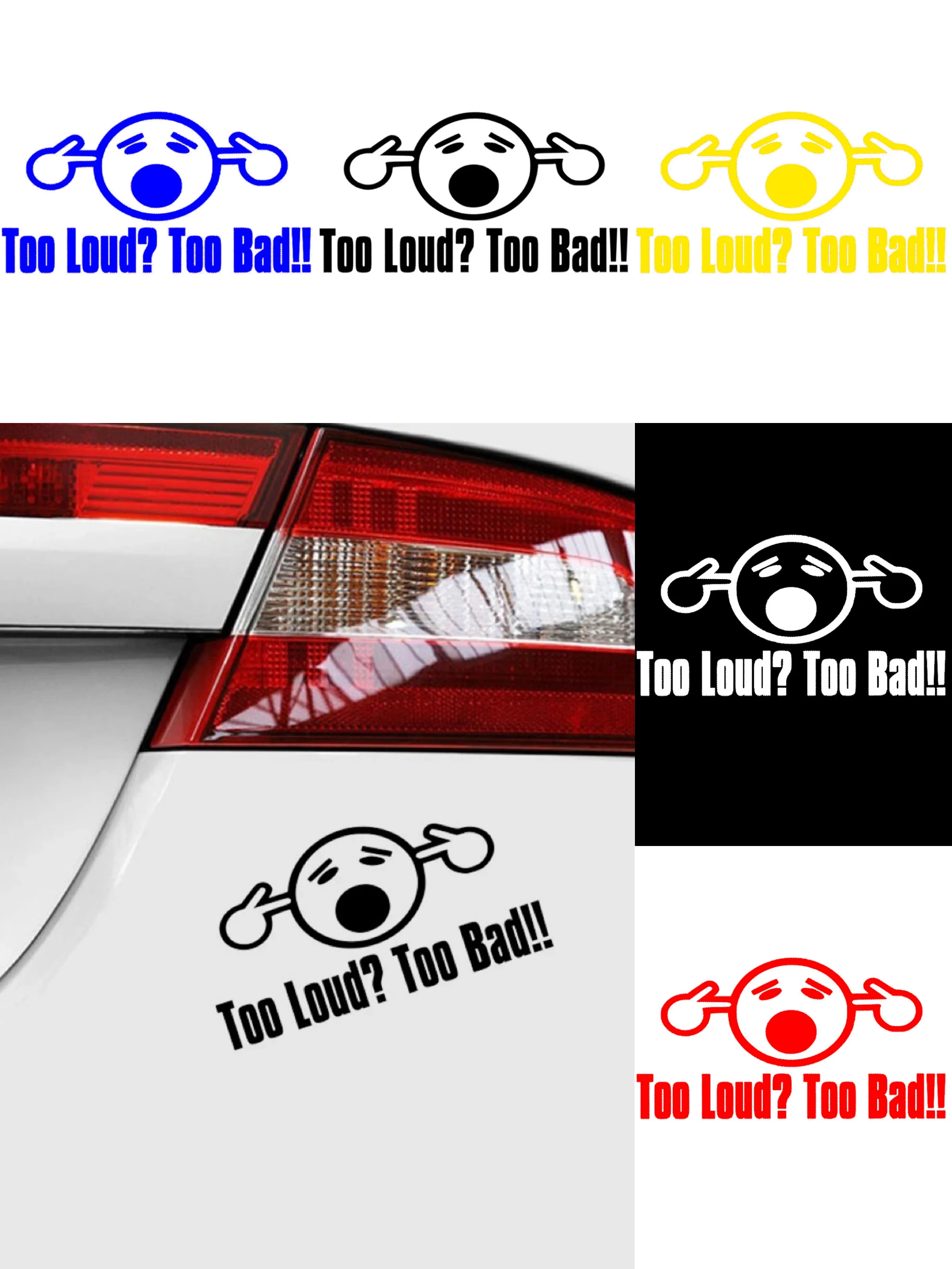 

Funny Badass Exhaust Vinyl Car Stickers - Too Loud Reflective Decals for Truck Motorcycle Bumper, Waterproof UV Resistant