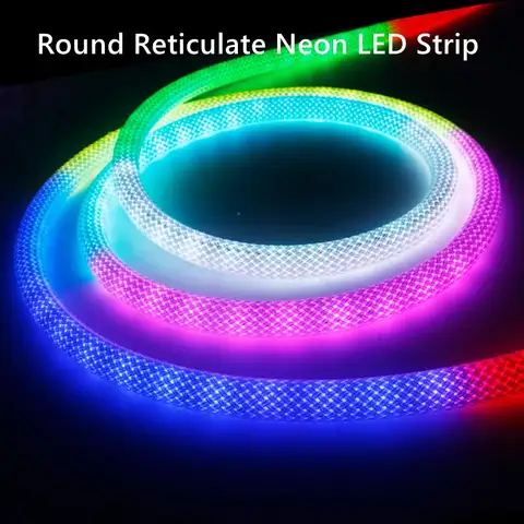 WS2811 WS2812B Round Reticulate Neon LED Strip 1-5M 360 Degree Smart RGBIC Flexible Silicon Light Tape Waterproof IP67 DC5V