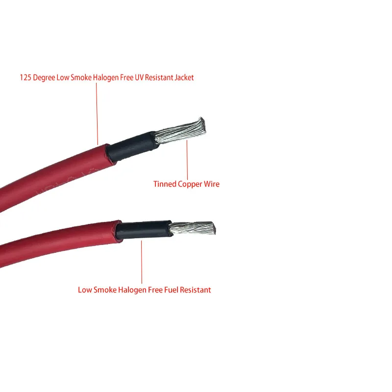 1-10M Solar Panel Extension Cable 16 10 6 4 2.5 1.5 mm² 6/8/10/12/14/15/16AWG Black and Red with Solar PV Wire Connector