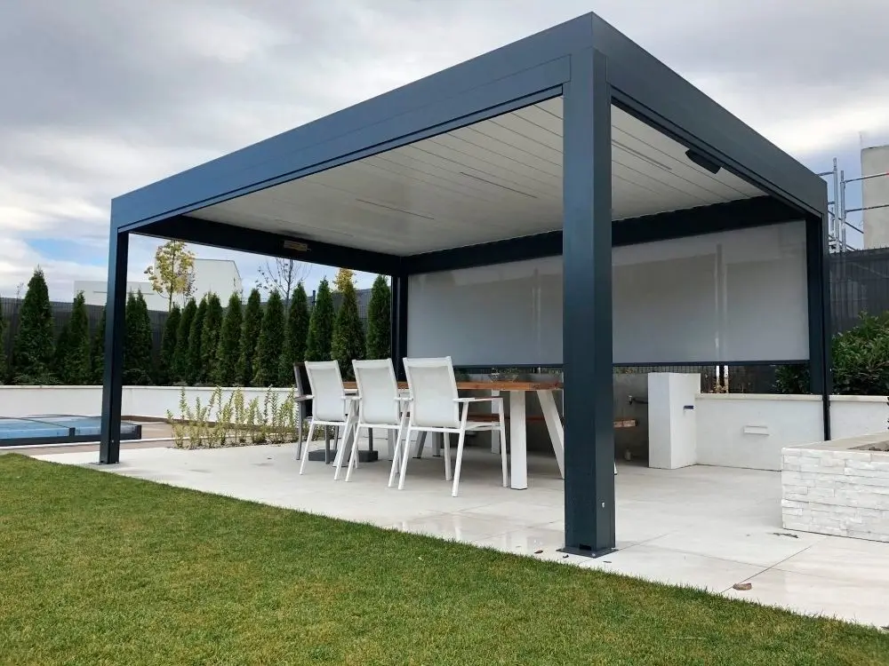 

High-Quality Outdoor Garden Pergola Anti-Corrosive Aluminum Louvered Roof Gazebo Backyard Sunshade Customized Motorized Pavilion