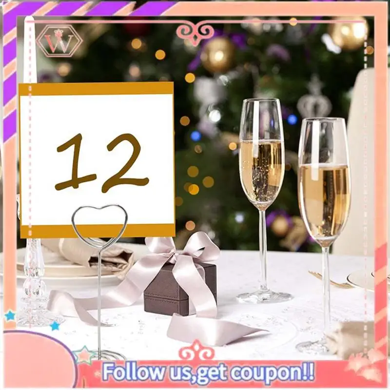 Upgraded 120 Pcs Card Holder Heart Shape Table Picture Stand Wire Tabletop Photo Holder Menu Clips,Silver