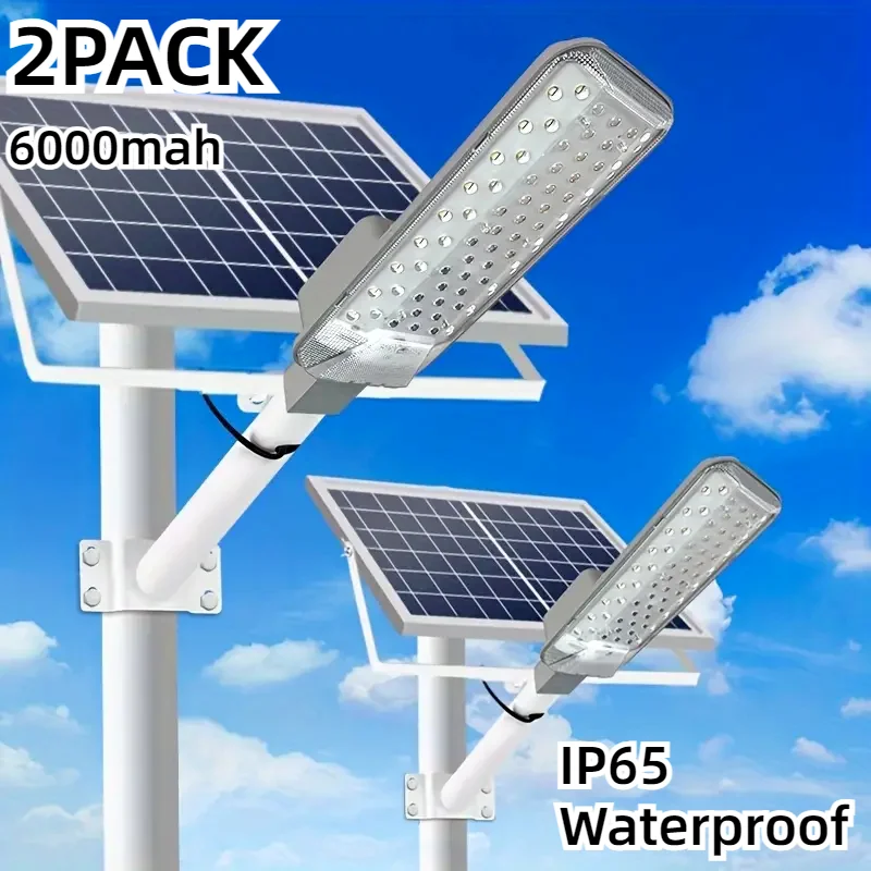 2PACK Solar Light Outdoor Solar Street Light Waterproof Super Bright Automatic Dusk to Dawn Street Light For Garage Garden