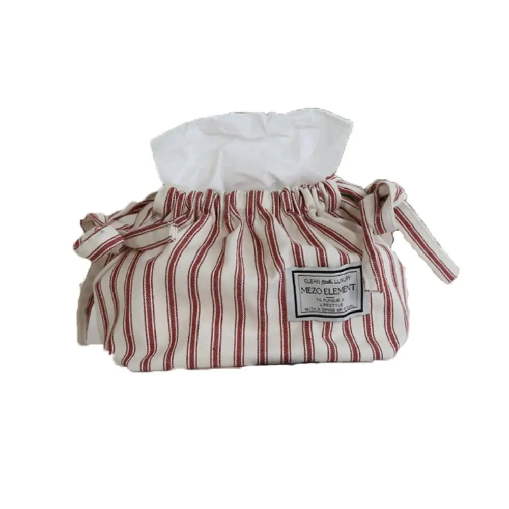 

Room Decor Cotton Drawstring Tissue Bag Korean Style Exquisite Tissue Storage Box Retro Soft Car Napkin Box Living Room