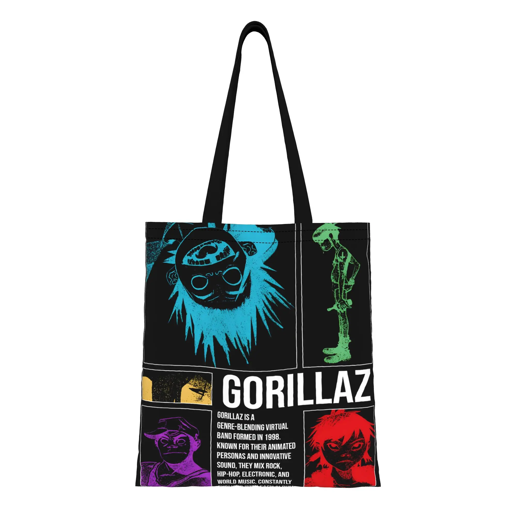 

1 шт. холщовая сумка-шоппер с изображением психоделического искусства G-Gorillaz Rock Band, идеально подходит для покупок и личного использования, отличный подарок