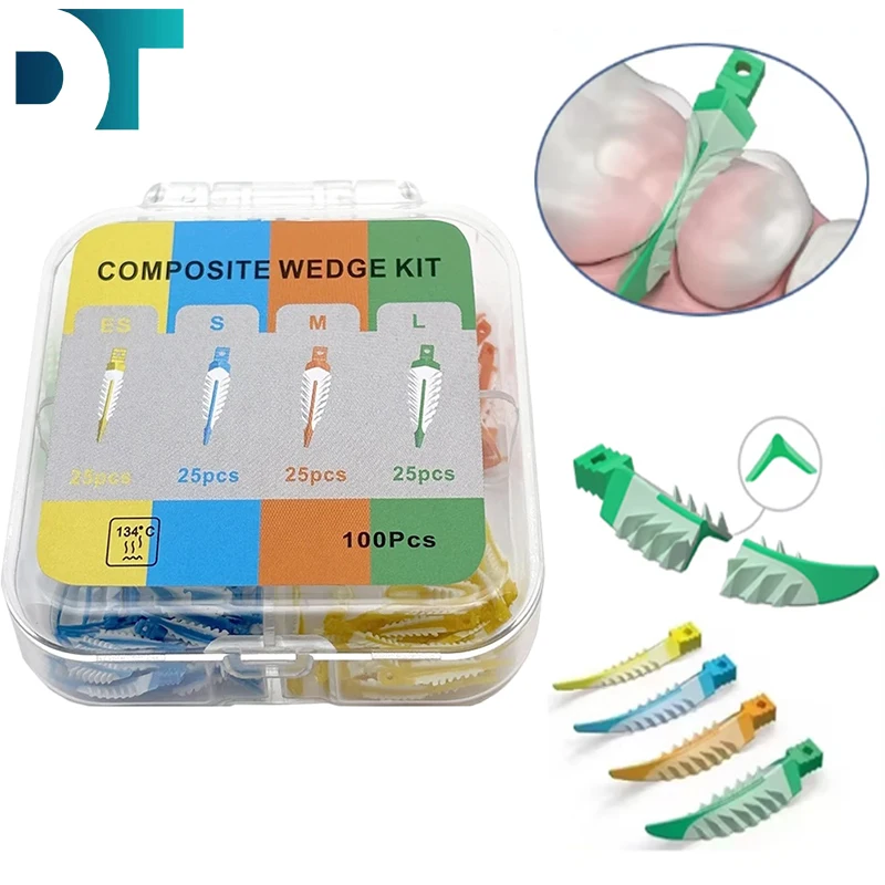 Dental Interdental Wedges Kit Dental Matrix Autoclaved Composite Wedges Silicone 100Pcs/Box Dental Silicone Adaptive Materials