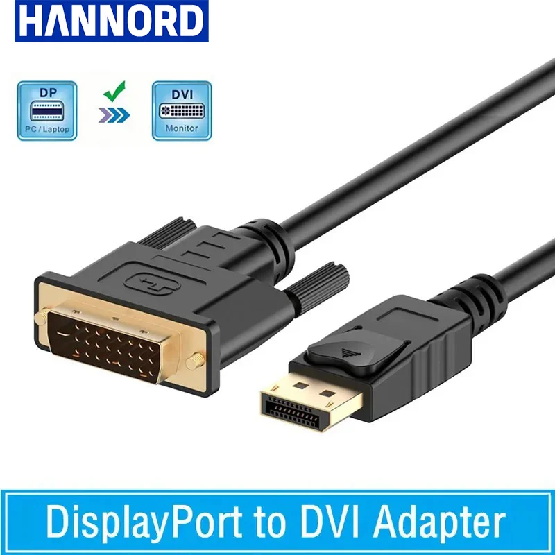 Hannord 1.8m Display Port DP To DVI 24+1 Cable Adapter Converter Male To Female Cord 1.8 Meters 1080P For PC Desktop Laptop