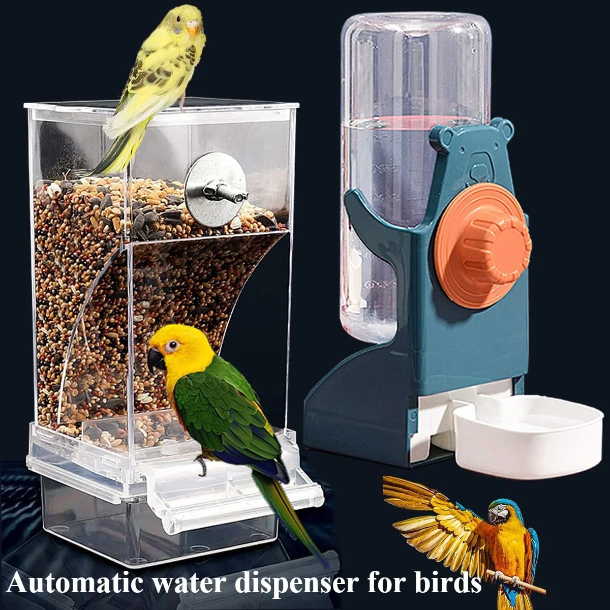 

Water Dispenser For Birds Parrot Feeding Cage Transparent Parakeet Seed Container Food Feeding Cage Water Dispenser Automatic