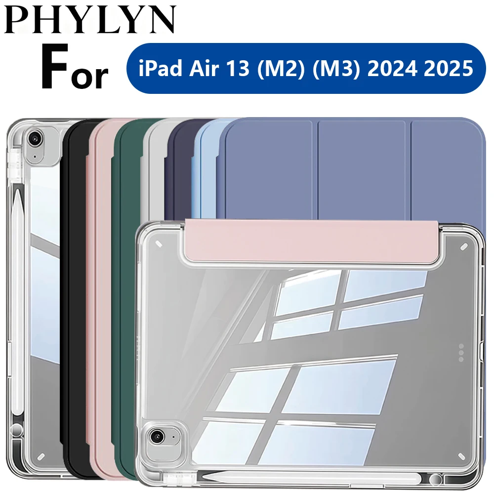Case for iPad Pro 12.9 2018-2022 (3/4/5/6rd Gen) Compatible with Air 13 M2 M3 2024/2025, Crystal Clear Case with Pencil Slot