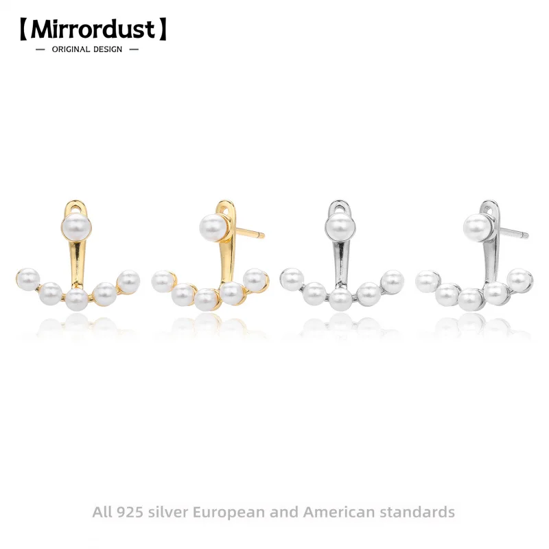 

【Mirrordust】Новые многослойные серьги-гвоздики из стерлингового серебра 925 пробы во французском стиле с жемчугом, свежие элегантные милые универсальные женские украшения