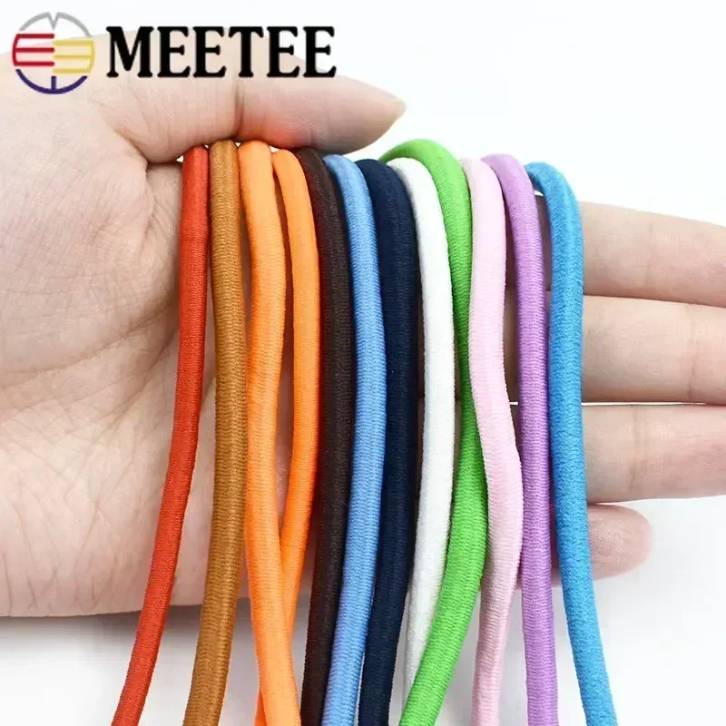 2/5/10 metri Meetee 5mm corda colorata ad alta elasticità corda elastica rotonda elastico elastico copricapo cintura indumento accessorio per cucire