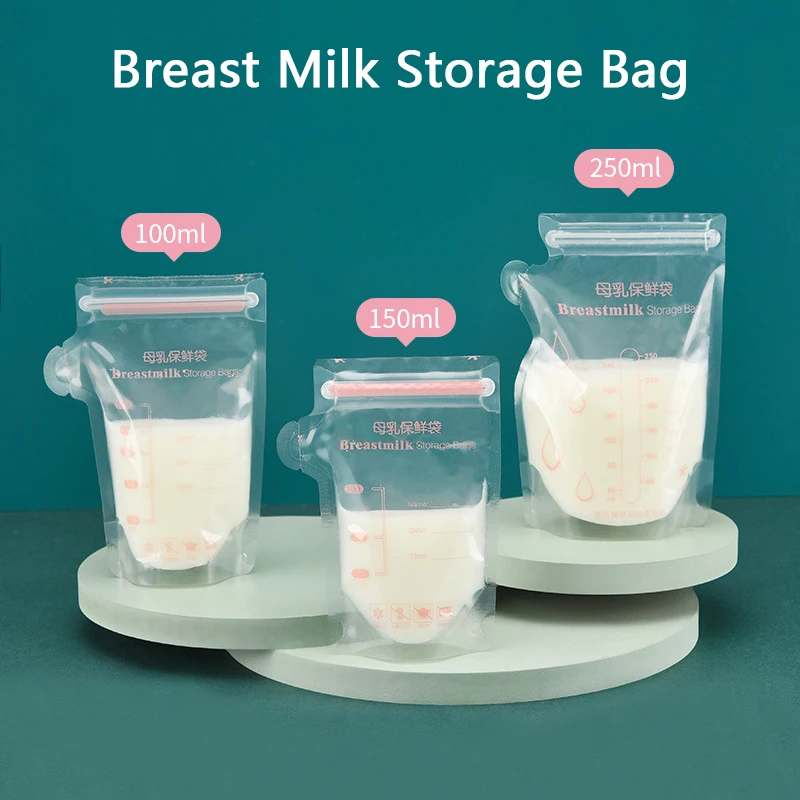 30Pcs 100/150/250ml Breast milk storage bag Disposable Breast Storage Milk Freezer Bag Baby Food Storage BPA Free Feeding Bag