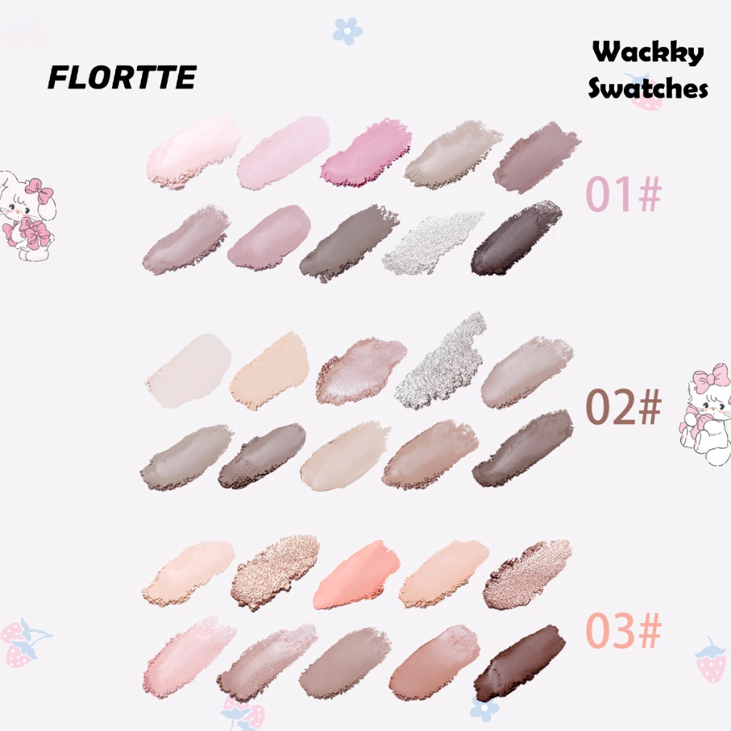 FLORTTE Wackky Series Eye Shadow Palette 10 Colors Eyeshadow Glitter Shimmer Matte Long lasting Waterproof Eye Makeup