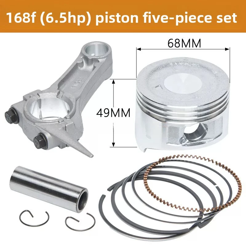 XMSJ For 168F 170F 188 190F  Engine Generator Water Pump Micro-Tiller Complete Piston Connecting Rod Piston Ring Set