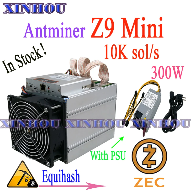 Asic ZEC Miner Antminer z9 Mini 10k Sol/s 300W Equihash With PSU Better than S9 S9K R4 T17e S17e Z11 Z9 A9 M20S M21 M3 S17 E9