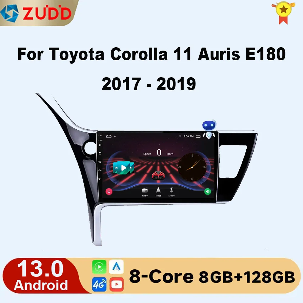 

Android 13 For Toyota Corolla 11 Auris E180 2017 2018 2019 Car Radio Multimedia GPS Navi Stereo BT Auto Carplay 2din HU