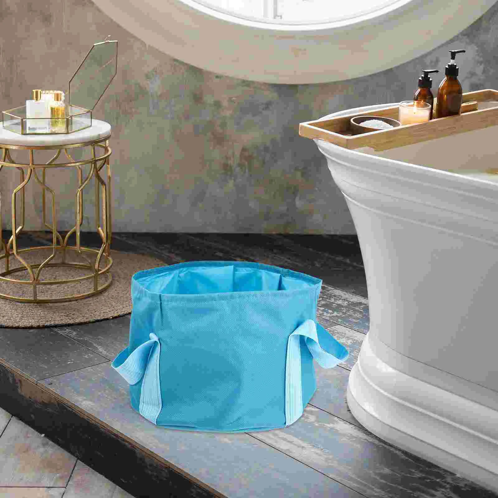 2 Pcs Folding Foot Bath Bucket Pedicure Tub for Feet Fussbad Spa Soak Wash Foldable Basin Automatic Travel