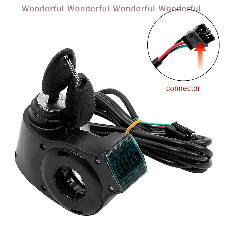 Electric Scooter Handlebar Ignition Key 12V-99V Motorcycle Accessory E-Bike Power Switch Lock with Display And Thumb Throttle - view 6