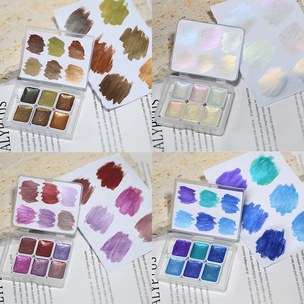ชุดสีทาเล็บ 6 สี สำหรับทำเล็บสีน้ำ ผงกลิตเตอร์เมทัลลิกโครม พร้อมอุปกรณ์ตกแต่งเล็บลายดอกไม้