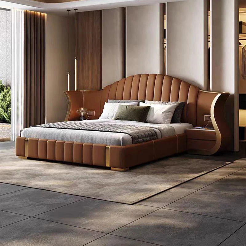 Wholesale Wooden Full Double Bedroom Sets Furniture King Size Leather Bed Master Room Modern Luxury Mdf Bedroom Furniture Set - view 4