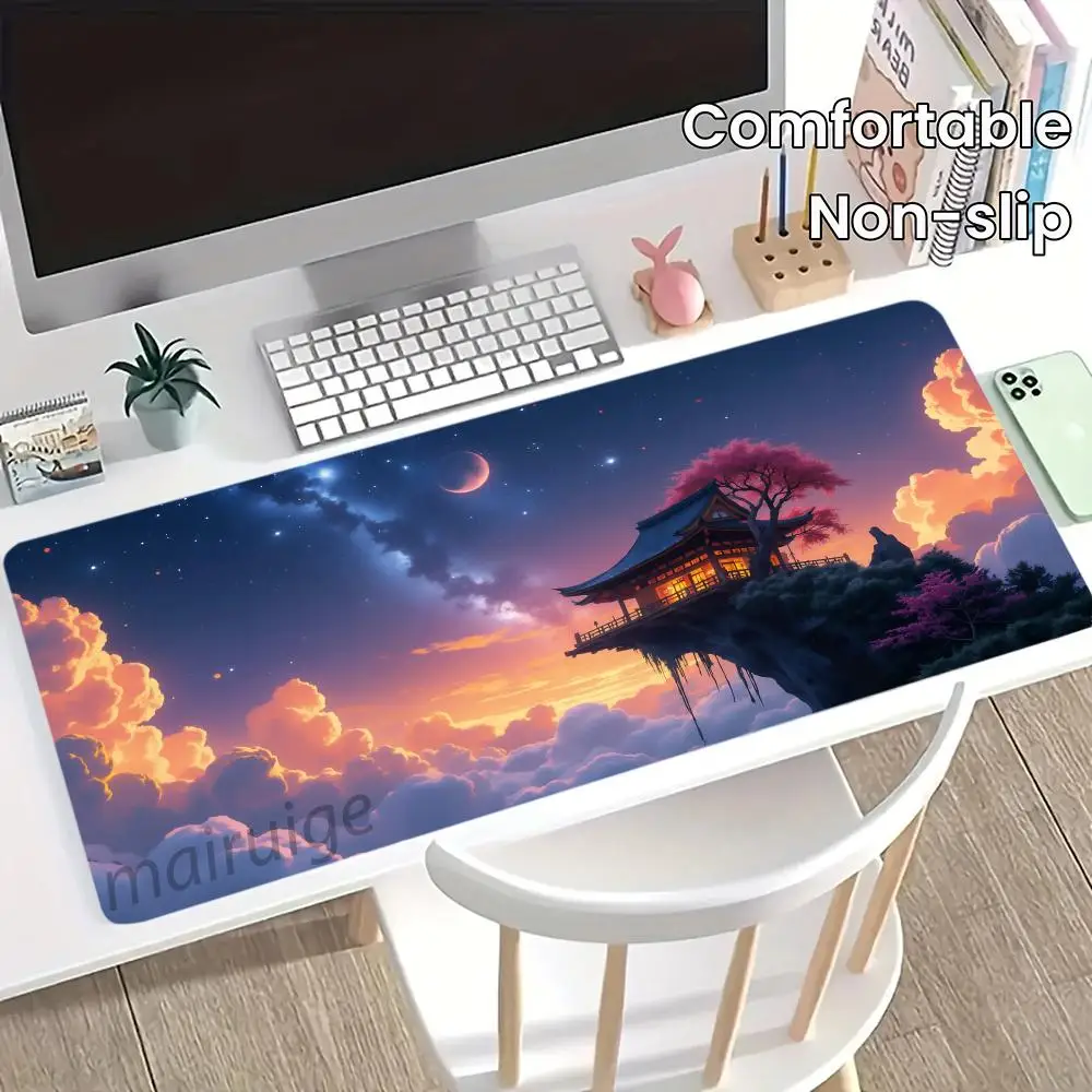 

Japanese House Mouse Pad Large Computer Office Game Table Mat XXL Rubber Non-slip Stitched Edge Keyboard Mats Washable Desk Pads