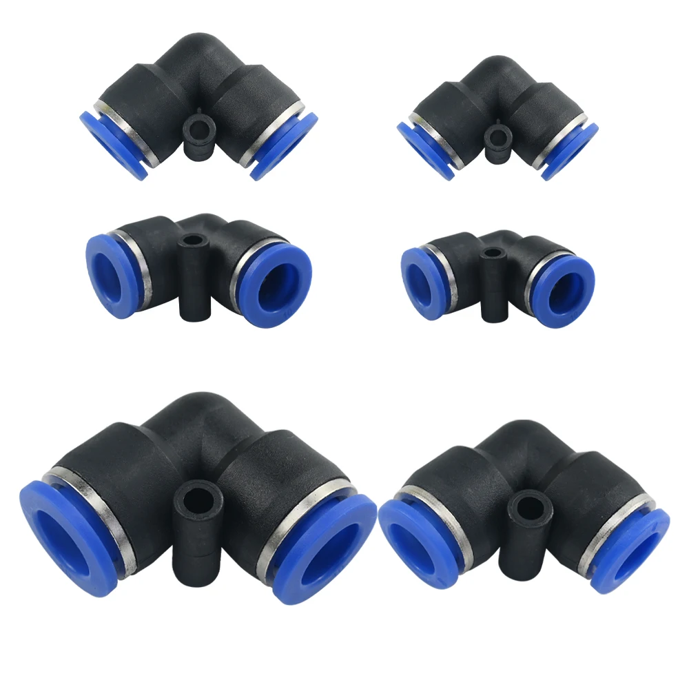 Złączki pneumatyczne 6mm/8mm/10mm/12mm serii PV 4 6 8 10 12MM OD L Typ rurki o szybkości przepływu Plastikowe szybkozłączki kolankowe powietrza