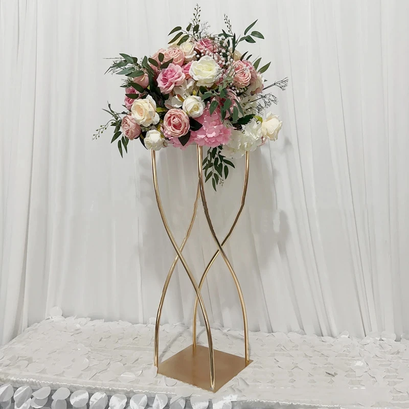 5-10 PC Vases Gold Flower Stand Metal Road Lead 35 Inches Wedding Table Centerpiece Flowers Rack For Event Party Home Decoration