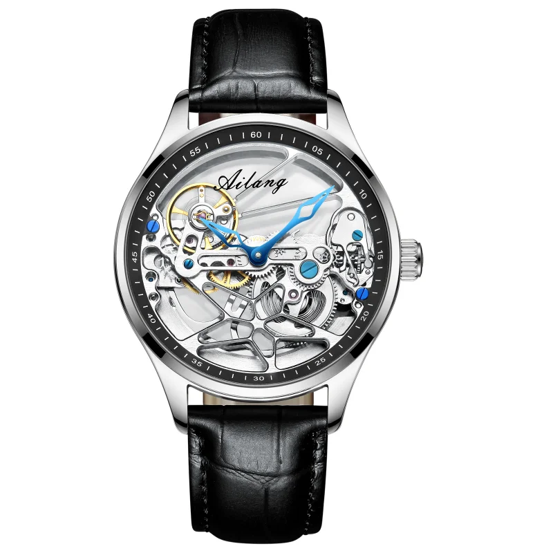 New AILANG Skeleton Mechanical Watches Pentagram Luxury Steampunk Transparent Hollow Automatic Watch Five-pointed Star 8625