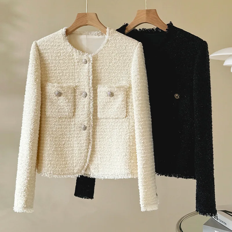 

Wool tassel short jacket autumn elegant O-neck versatile sophisticated women's top outerwears ropa mujer suit women blazer luxur