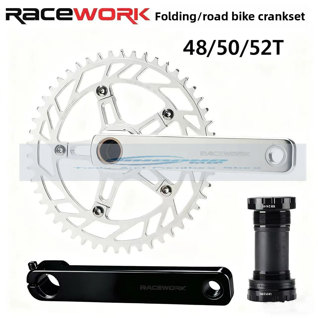 

RACEWORK folding car crank, bicycle road car crank set 130BCD positive and negative tooth disc straight-mounted