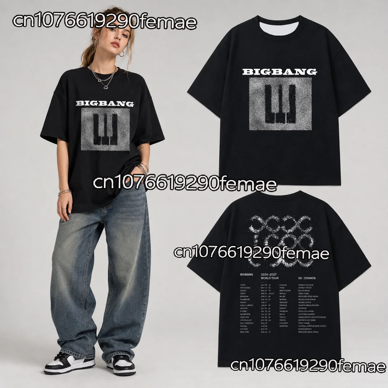 2026 BIGBANG 20th Anniversary XX：COSMOS World Tour T-Shirt Women Summer Casual Music Festival Streetwear Tee Top