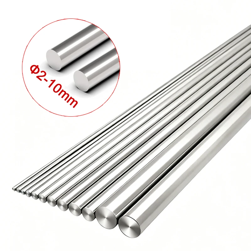 1/2/5pcs 304 Stainless Steel Solid Round Rod 100-500mm Lathe Bar for DIY Craft Tool Diameter 2mm 3mm 4mm 5mm 6mm 8mm 10mm