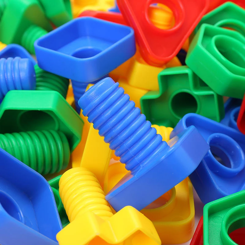 Dadi e bulloni in plastica per bambini blocchi di costruzione a vite abilità motorie fini giocattoli educativi Montessori Bloc De Construction