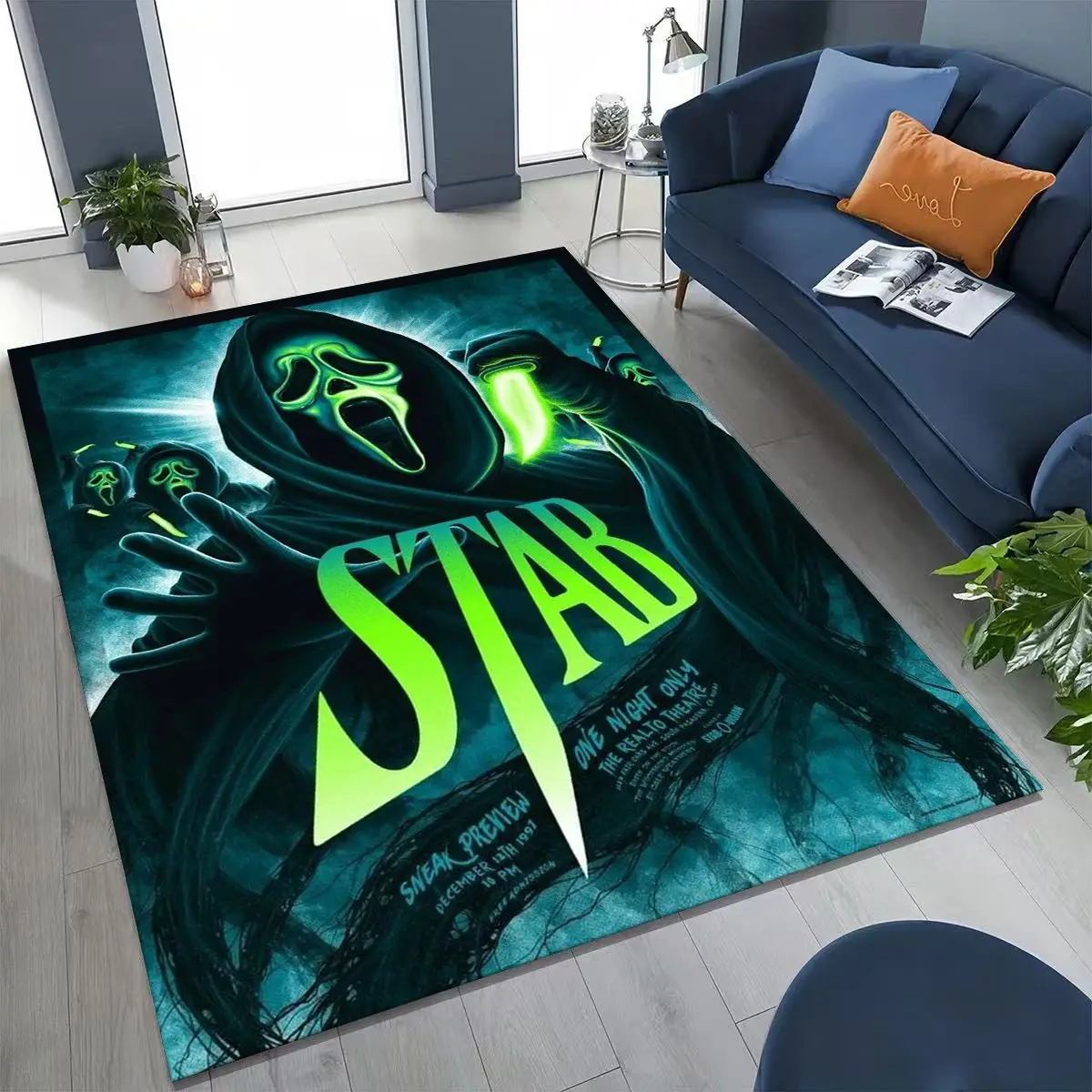 ホラー キャラクター S-Scream ゴースト フェイス ラグ 寝室 リビングルーム ソファ ホーム ドアマット 装飾、大型子供用プレイ ノンスリップ フロアマット