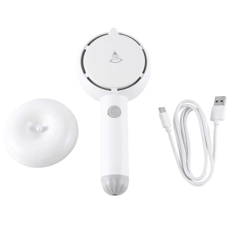Ventilador de mano Star Compass, ventilador recargable con batería con luz LED, espejo de maquillaje, ventilador sin aspas, ventilador de 3 velocidades