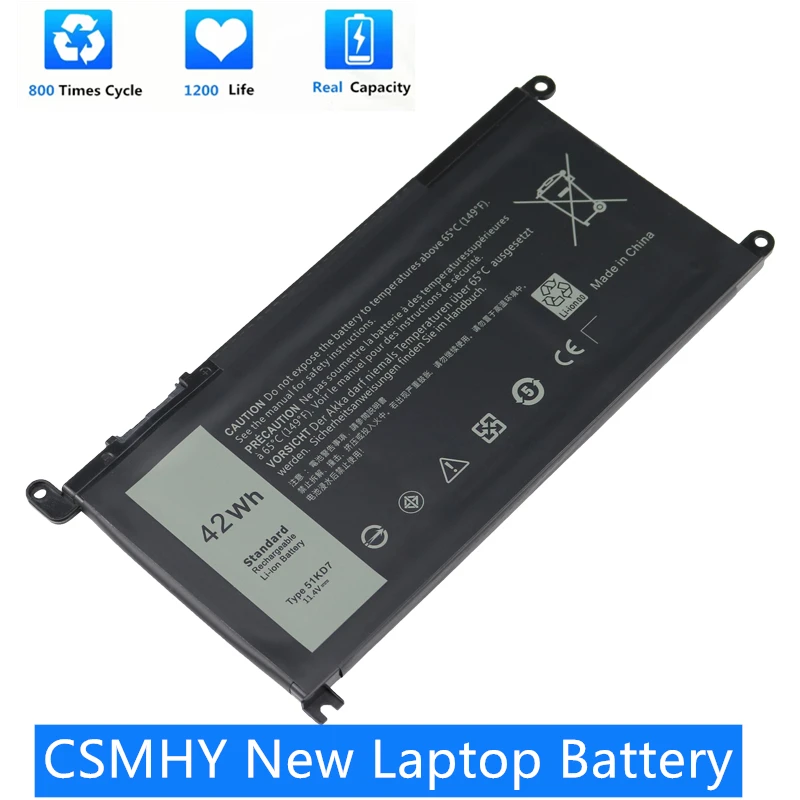 

CSMHY New 11.4V 42Wh 51KD7 Laptop Battery For Dell Chromebook 11 3100 3180 3181 3189 5190 2in1 FY8XM Y07HK