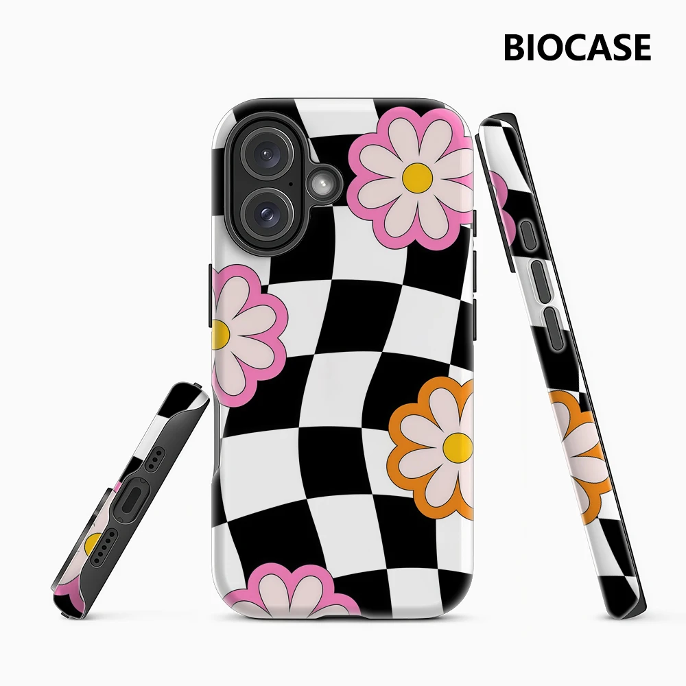 Schachbrettblumen IPhone 17 Must-Haves Handyhülle für IPhone 17 16 15 14 13 12 Pro Max Plus Doppelschichtige Rückseite