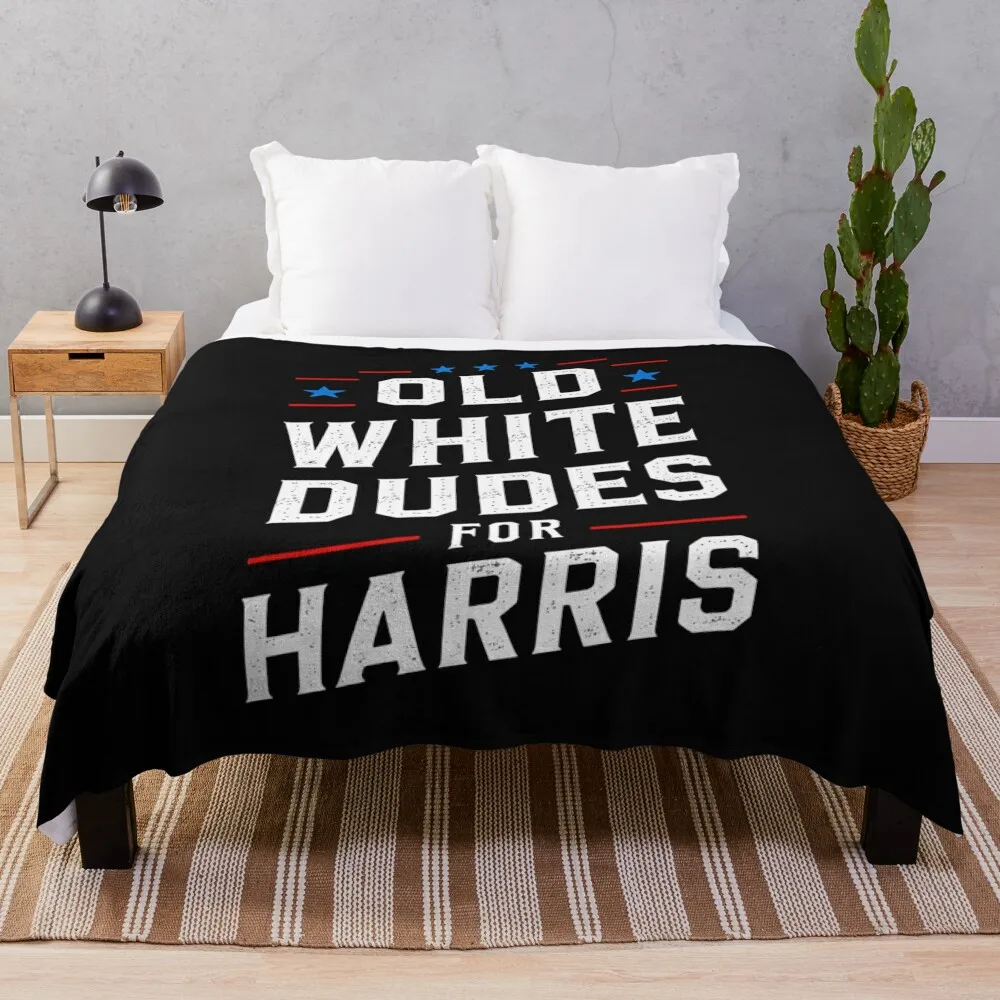 Old White Dudes For Harris Kamala 2024 Throw Blanket Vintage Hairy Polar Sofa Blankets