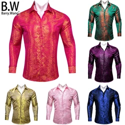 Barry. wang Luxus Seide Herren hemden Jacquard Paisley Langarm formale lässige stilvolle männliche Blusen Hochzeit Business Prom Geschenk