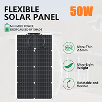 Flowatt 50W Flexible Solar Panels 12V/24V Photovoltaic System Waterproof Portable Solar Cell Camping RV Roof Solar Kits Complete