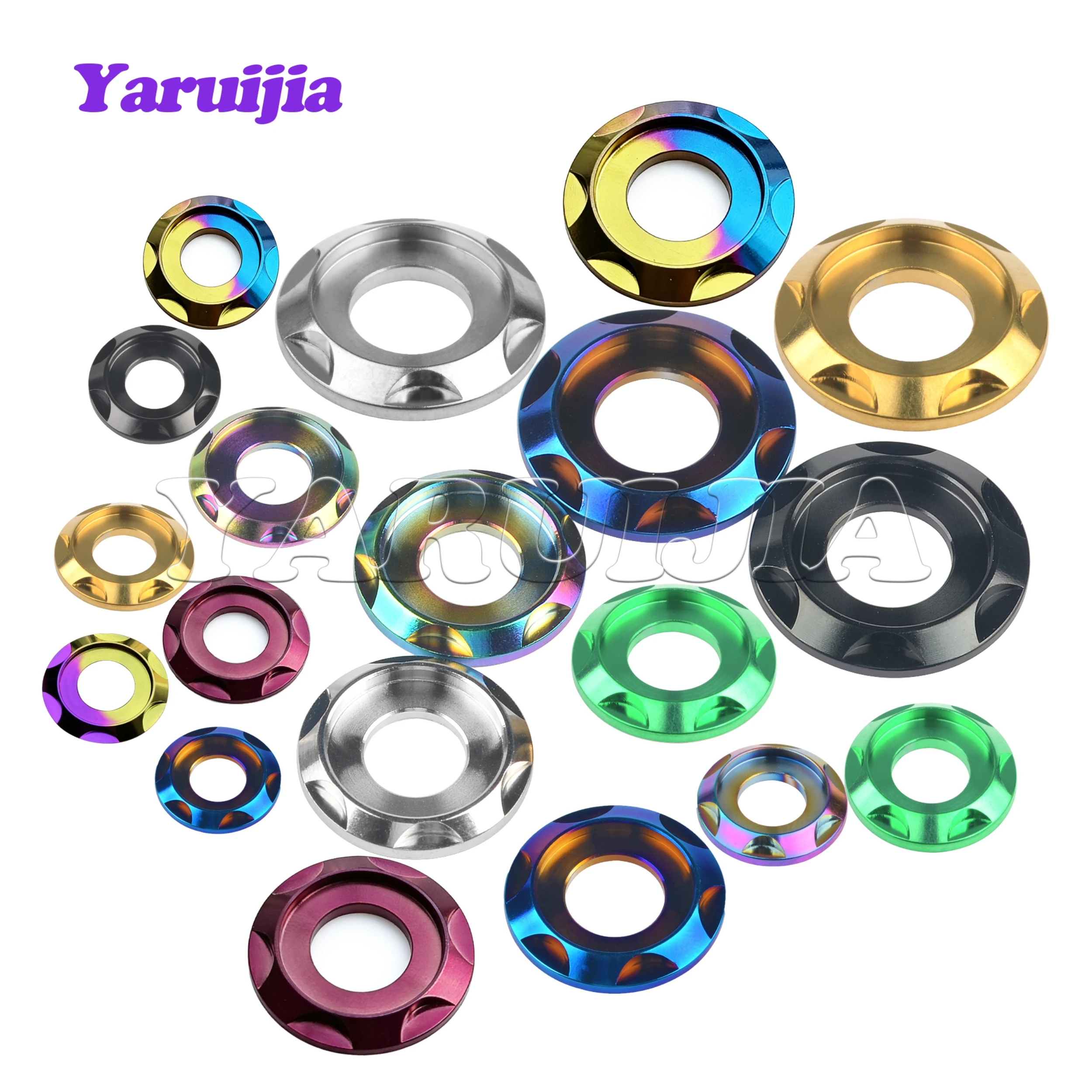 Yaruijia Titanium Spacer Washers M5/M6/M8/M10 Gasket for Bike Motorcycle Car Decorative Washers