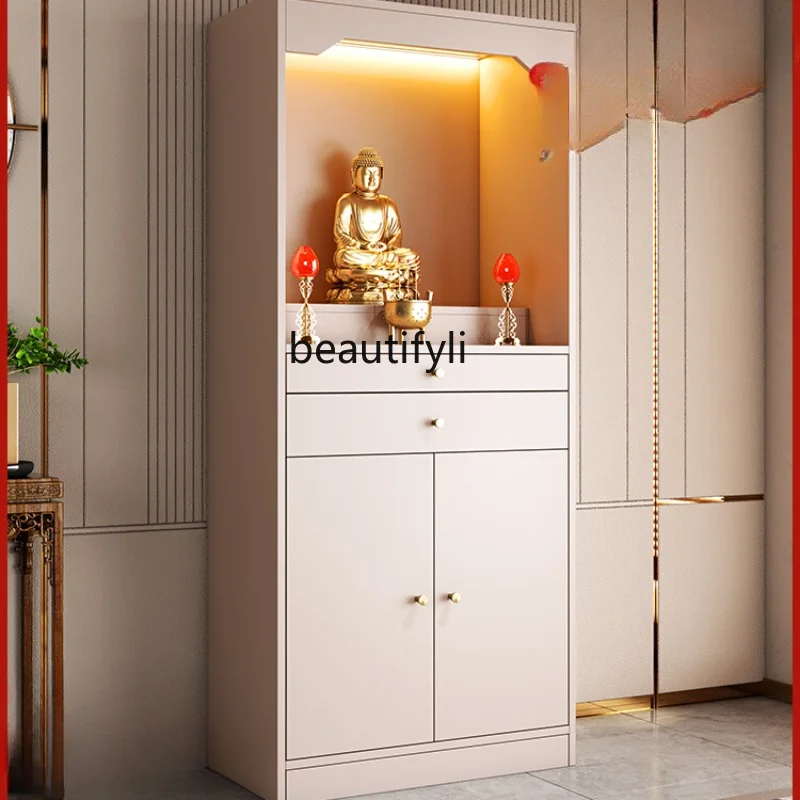 Cabinet Modern Light Luxury Small Solid Wood New Chinese Style Buddha Shrine Clothes Closet Avalokitesvara Cabinet Altar