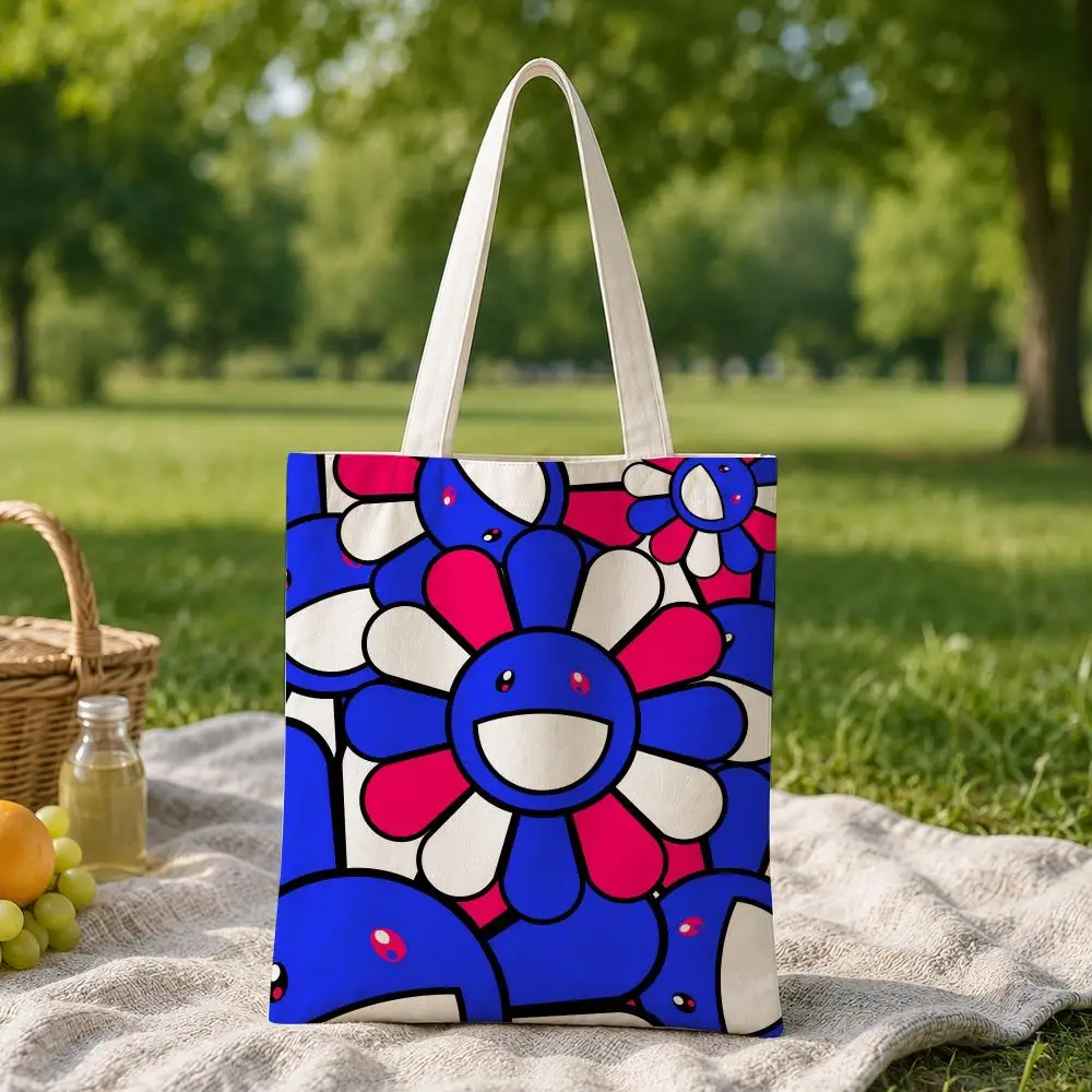 Artist Takashi Murakami Storage Bags Canvas Tote Bag for Women, Reusable Shoulder Shopping Bag for School, Work, Travel & Gifts