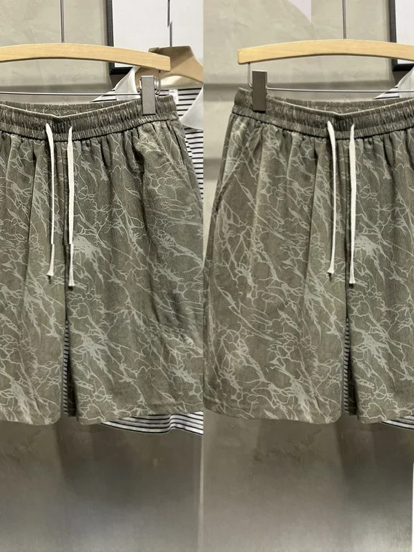 شورت رجالي أمريكي بتصميم ريترو مصبوغ، جديد للصيف، فضفاض بقصة مستقيمة، بنطلون كاجوال عصري بمقاسات كبيرة، بنطلون خماسي الطول