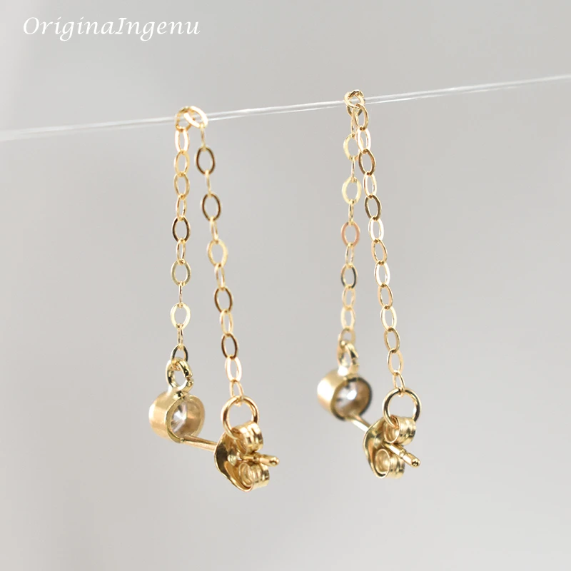 Gold Filled Chain Earrings Gold Wrap Earrings Handmade Korean Jewelry  Brincos Minimalism Pendientes Earrings for Women